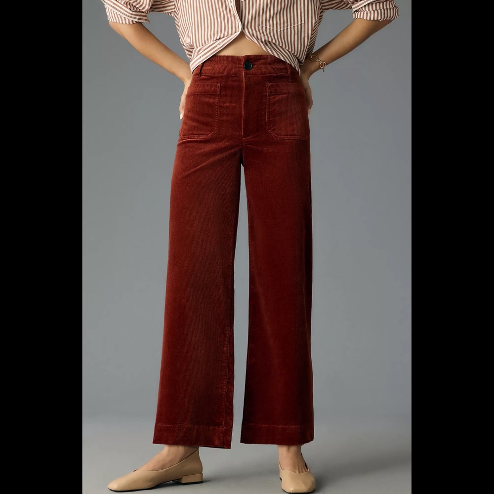 NWOT Anthropologie The Colette Cropped Wide-Leg Corduroy Pants by Maeve